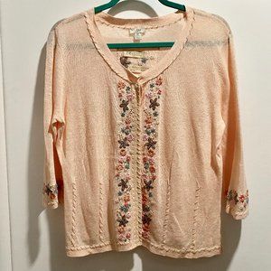 3) J.Jill Boho Artsy Embroidery Romantic Cottage Coquette Fairy Linen/Cotton Ca…